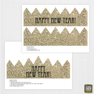 Silvester Kronen Silvester Hut Faux Glitter DIY Partyhut Happy New Year Dekorationen Instant Download Gold Bild 5