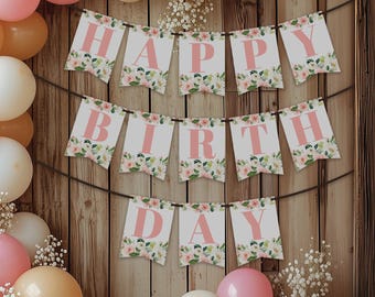 Tea Party Happy Birthday Banner, Printable Happy Birthday Banner, Girl Birthday Party, Decoration, Birthday Tea Party, Tea Pot, Par-Tea