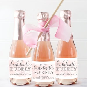 Bachelorette Party Mini Champagne Labels, Printable Editable Champagne Labels, Party Decorations, Bachelorette Bubbly, Blush image 5