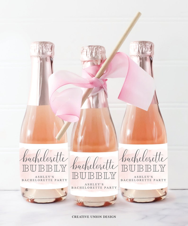 Bachelorette Party Mini Champagne Labels, Printable Editable Champagne Labels, Party Decorations, Bachelorette Bubbly, Blush image 5