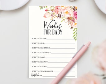 Wishes for Baby - Baby Shower Game - Antique Rose - Wishes for the New Baby - Wishes - Printable Baby Shower Games - Instant Download