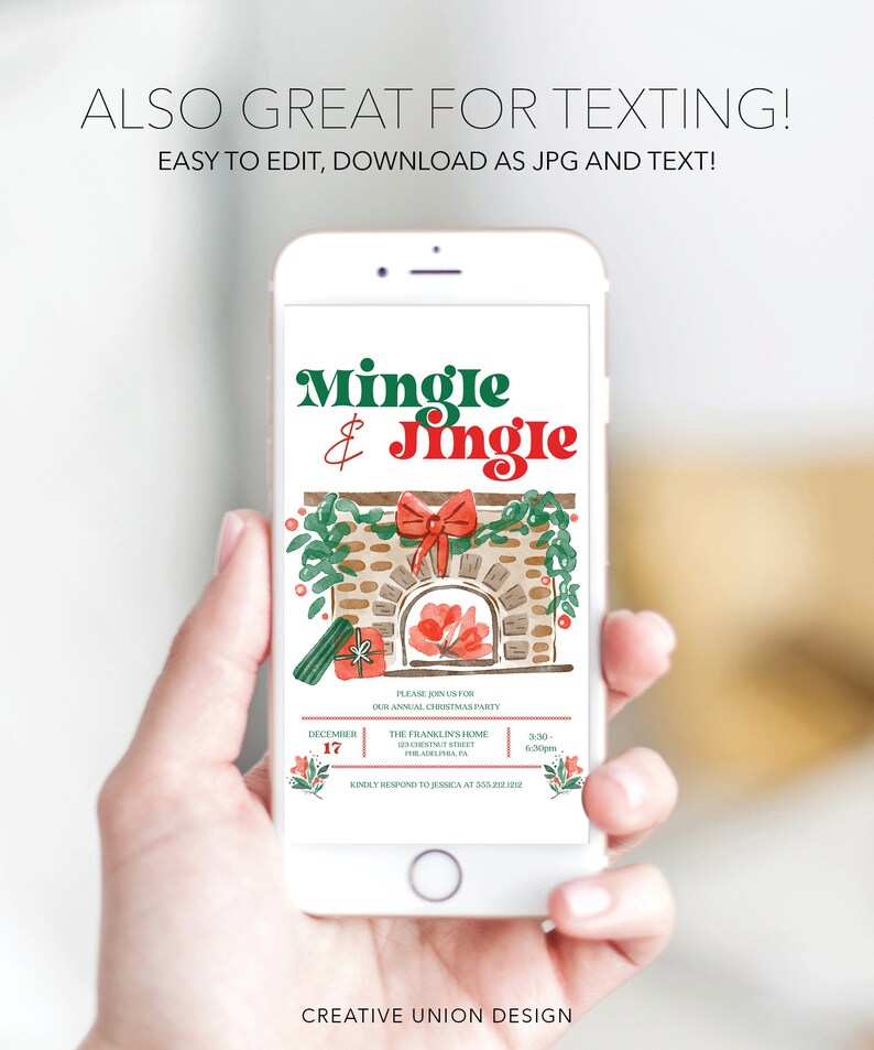 Jingle &amp; Mingle Holiday Party Invitation Template Christmas - Etsy
