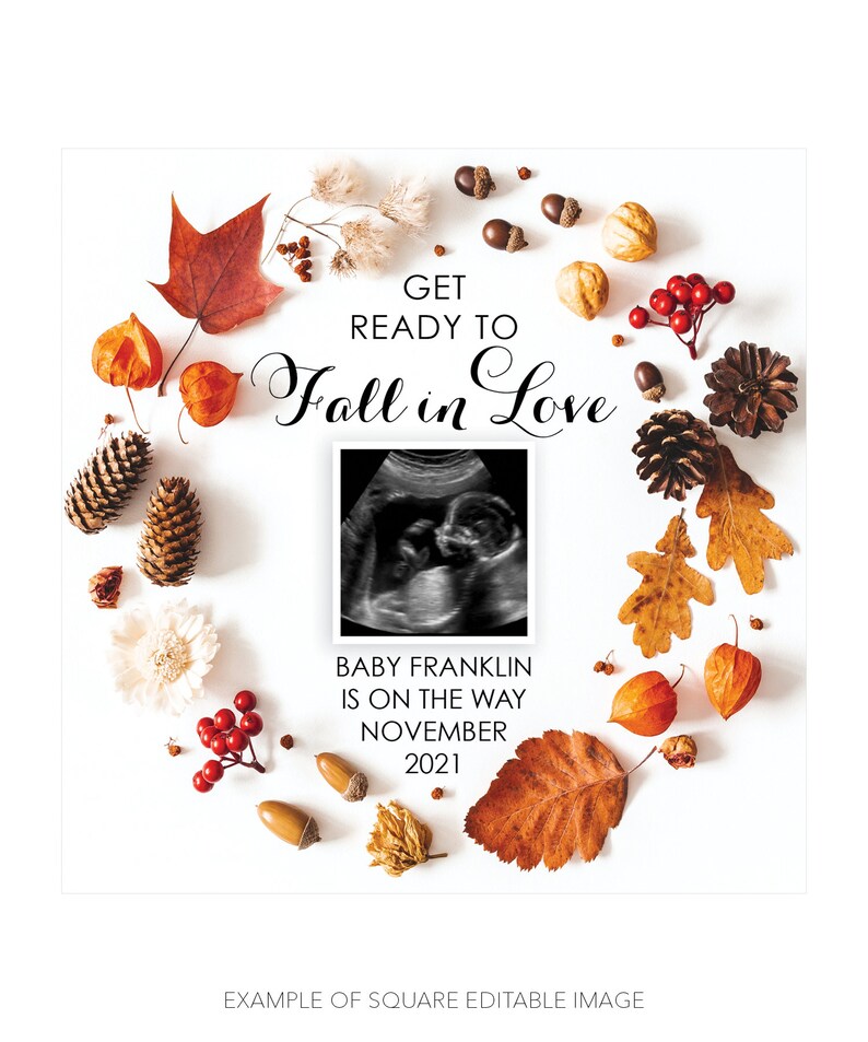 Fall in Love Pregnancy Announcement with Photo Social Media