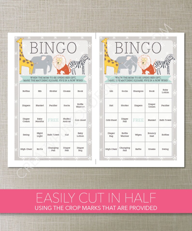 zoo animals baby shower bingo 50 unique game sheets baby
