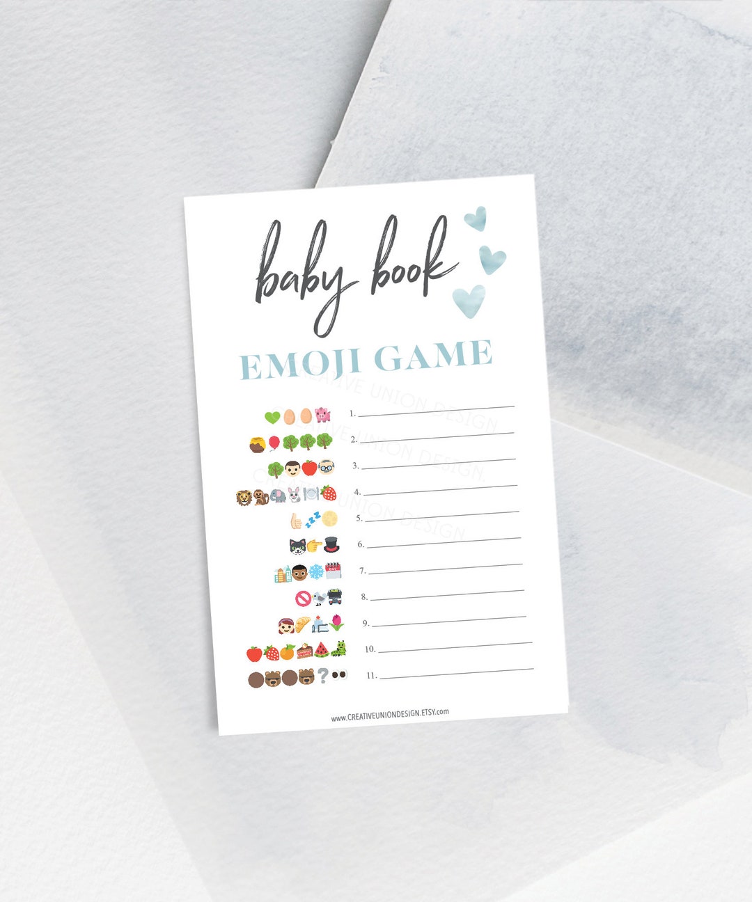 Baby Book Emoji Game, Baby Shower Games, Emoji, Instant Download, Baby