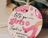 Pink Cowgirl Thank You Stickers Template, Favor Tags, Girl Birthday Party, Custom Birthday Party Favors, Disco Cowgirl, Let's Go Girls, Boot