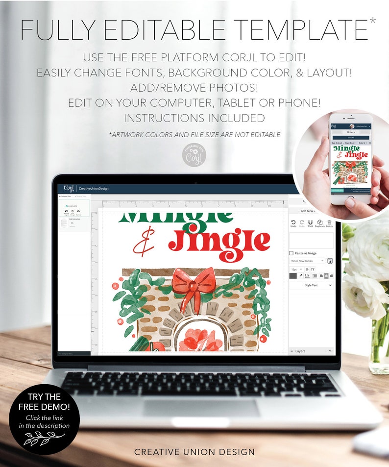 Jingle &amp; Mingle Holiday Party Invitation Template Christmas - Etsy