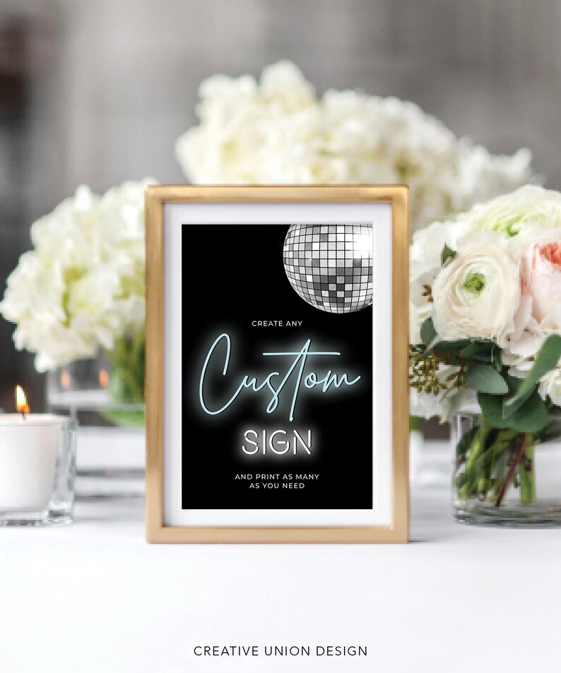 Creative Prom Signes Prom Neon Editable Custom Sign Template, Favors, Snack Bar, Printable ...
