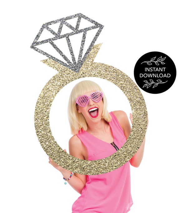 Engagement Ring Photo Prop - Bachelorette Party Photo Prop - Diamond Ring Frame Photo Booth Prop - Bridal Shower - Instant Download - PDF Il_570xn