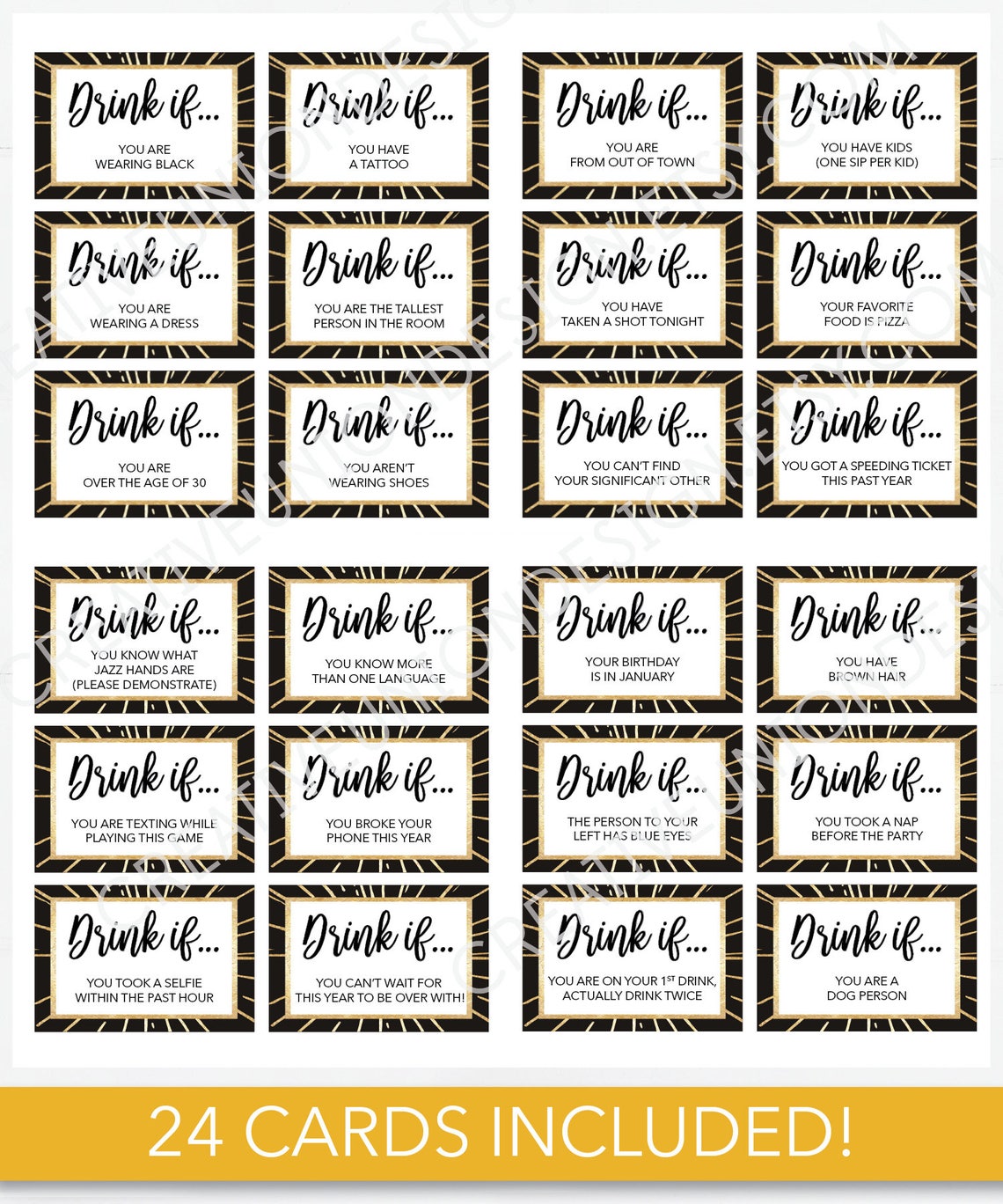 New Years Eve Party Game Drink If Game Printable New - Etsy