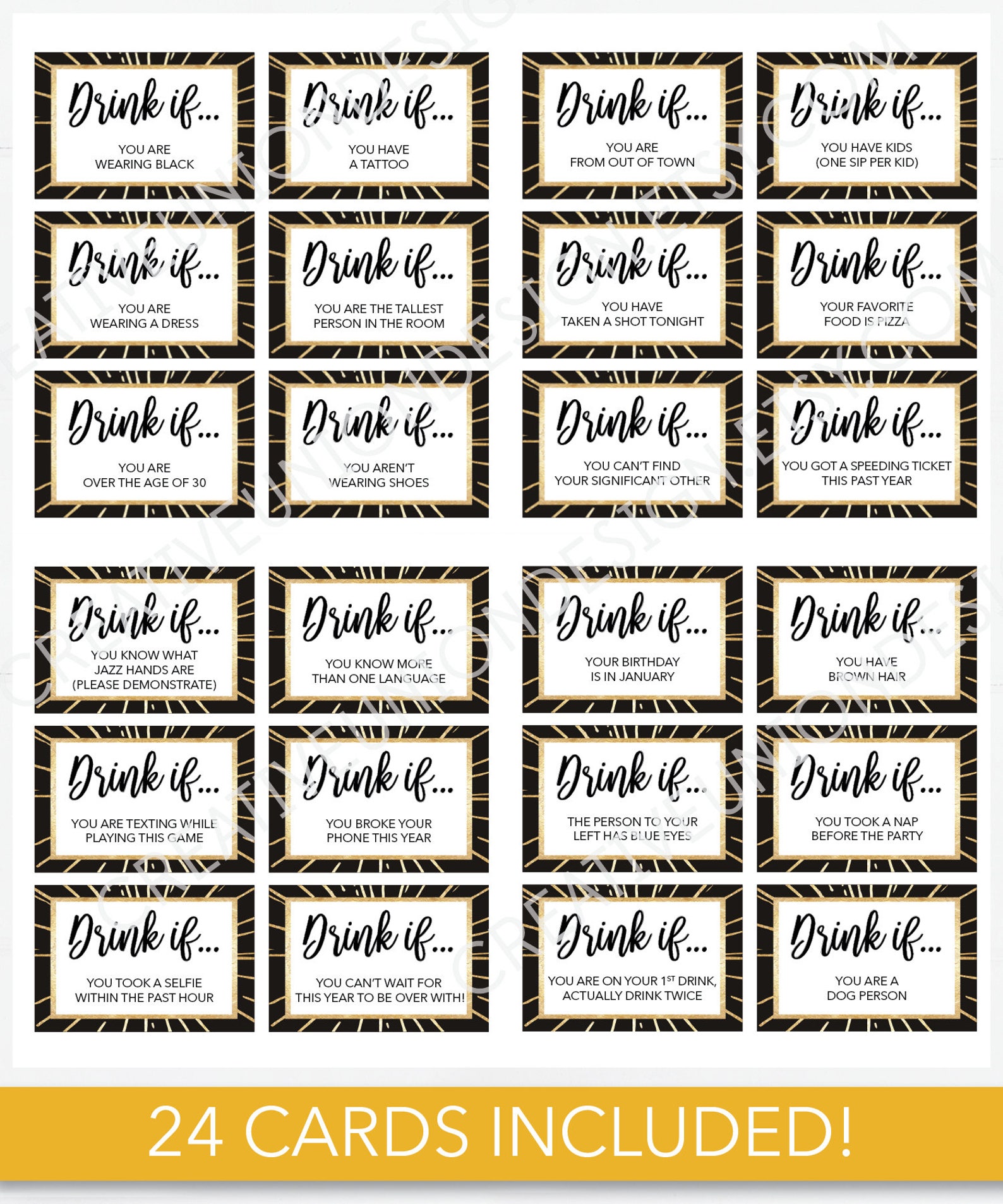 New Years Eve Party Game Drink If Game Printable New - Etsy