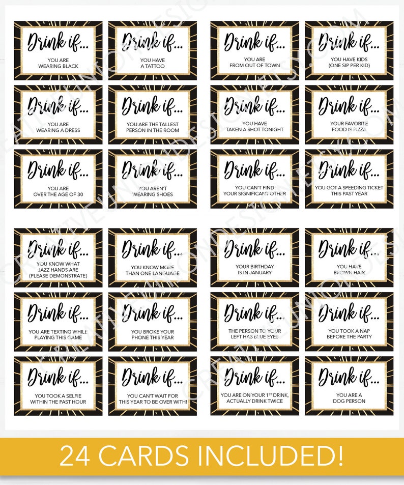 New Years Eve Party Game Drink If Game Printable New - Etsy