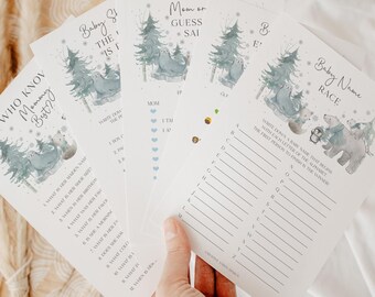 Arctic Animals Baby Shower Games Bundle Winter Baby Shower Games Package Printable Games Price is Right Emoji Game Polar Bear Penguin