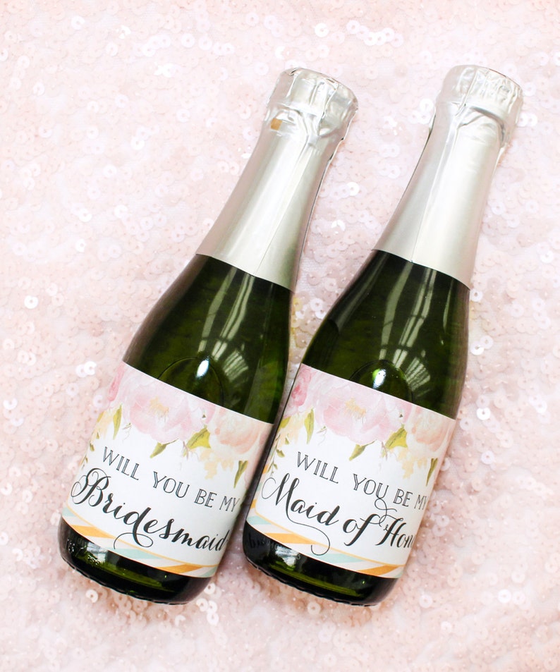 Will You Be My Bridesmaid Mini Champagne Bottle Labels DIY Etsy Will You Be My Bridesmaid Mini Champagne Bottle Labels DIY Etsy