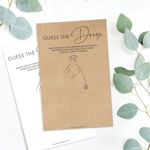 Guess The Dress - Bridal Shower Games - Bachelorette Party Games - Printable Bachelorette Game - Hen - Instant Download - Minimal Script