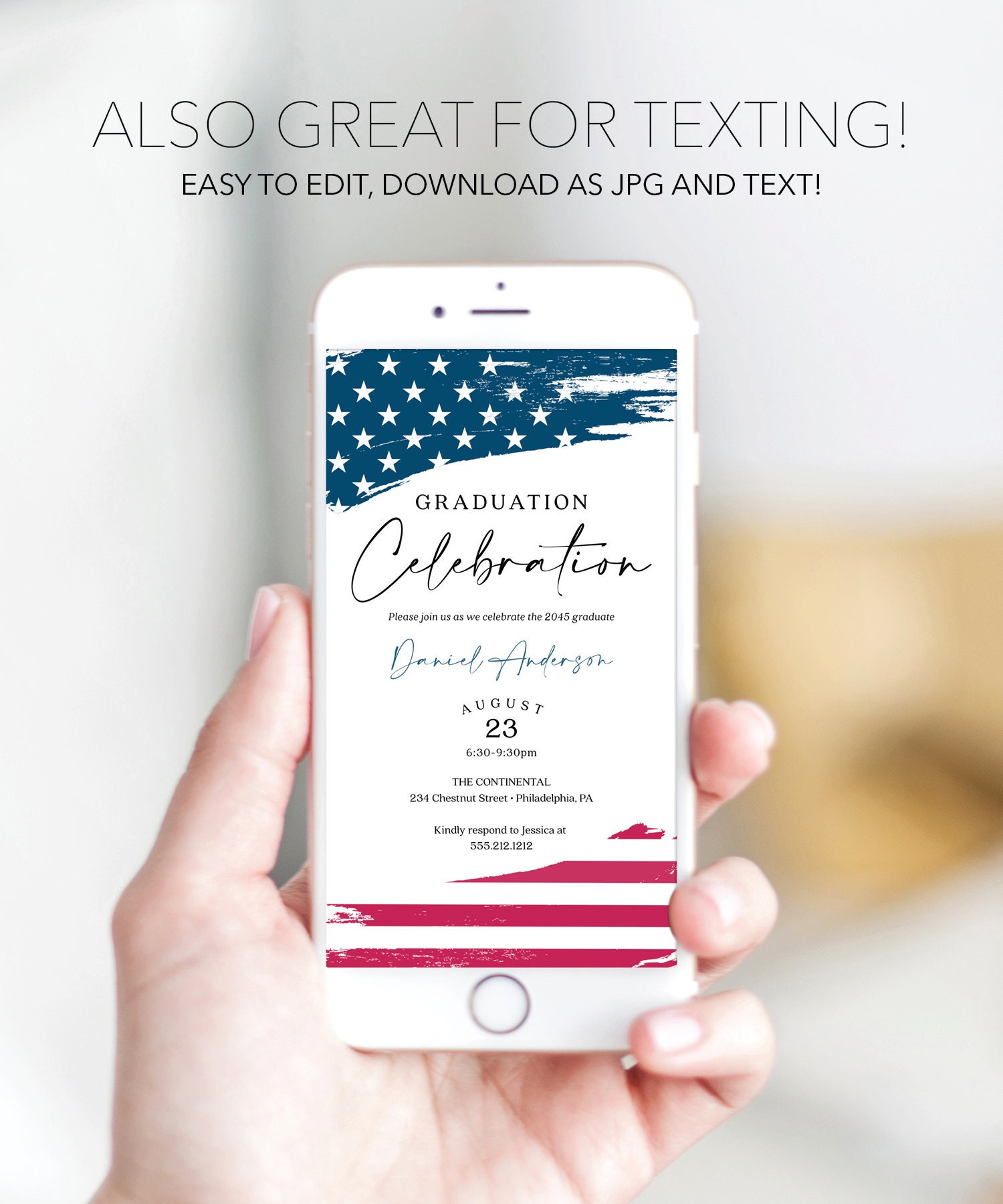 Police Graduation Party Invitation Template, American Flag, Military ...