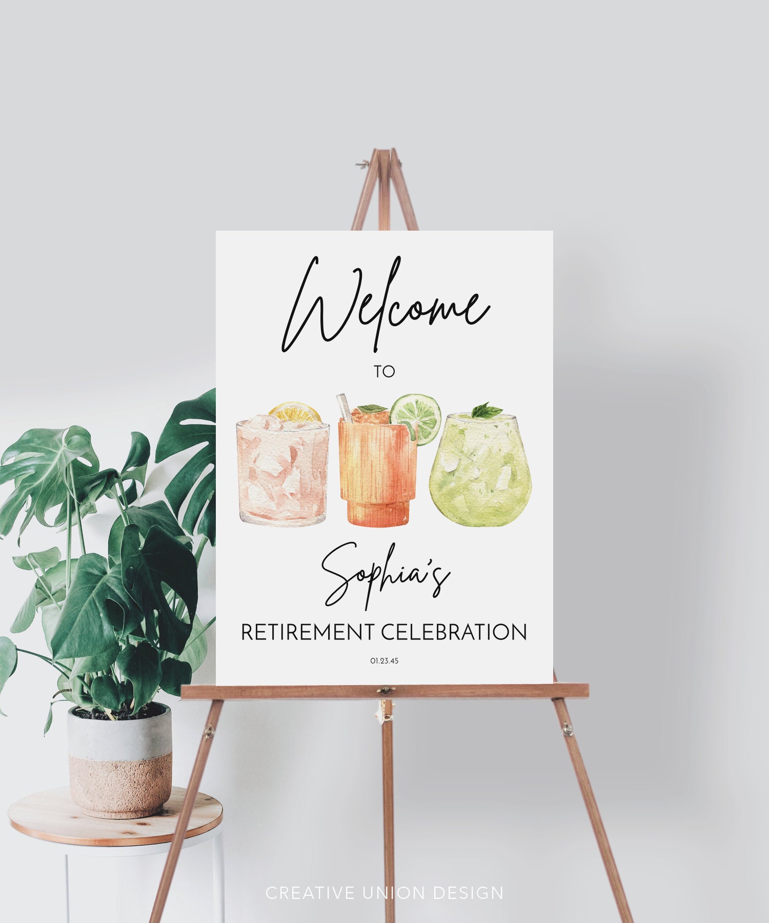 Editable Retirement Party Welcome Sign Template, It's 5 O'Clock Everywhere, Retirement Luau, Retirement Party Decor, Cocktails