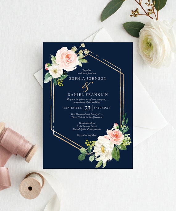 Rose Gold Wedding Invitation Black and Rose Gold Style 37 -  Portugal