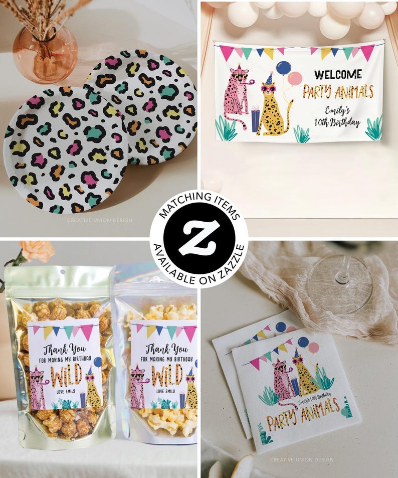 Mod Party Animals Birthday Party Bundle, Girl Birthday Party, Boy ...