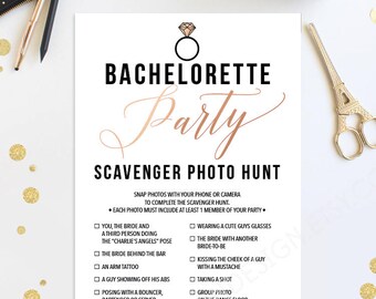 Bachelorette Scavenger Photo Hunt - Bachelorette Party Game - Bachelorette Activity - DIY - Hen Party - Rose Gold - Instant Download