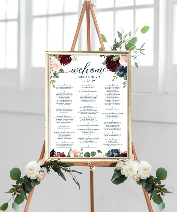 Wedding Seating Chart Editable Pdf Table Arrangement Sign Etsy