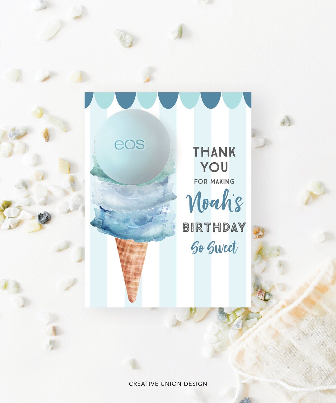 Ice Cream EOS Lip Balm Birthday Party Favors Boy, Baby Shower Template