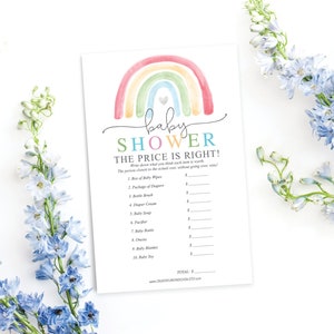 Baby Shower Game, The Price Is Right Game, Baby Shower Game, Printable, Instant Download, Price Is Right, Boho Rainbow, Gender Neutral