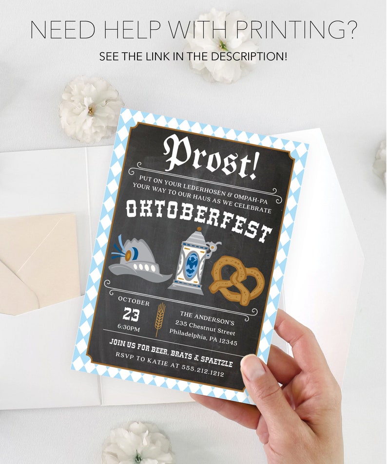 Inbjudan till Oktoberfest Prost! Ölfestinbjudan Redigerbar födelsedagsfestinbjudan till Oktoberfest Utskrivbar födelsedagsfest med öl bild 9