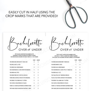 Over or Under Funny Bachelorette Bachelorette Party Games Printable ...