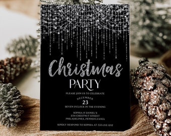 Editable Christmas Party Invitation Template, Christmas Party Invite, Electronic Invitation, Printable Template, Christmas Invitation, Glam