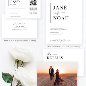 Minimal Aesthetic Wedding Invites With QR Code, Wedding Invite Suite ...