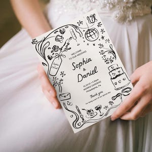 Hand Drawn Wedding Program Template, 5x7 Wedding Ceremony Program ...