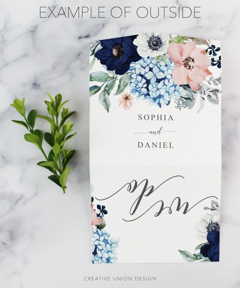 Folded Wedding Invitation Template Detachable RSVP Postcard | Etsy