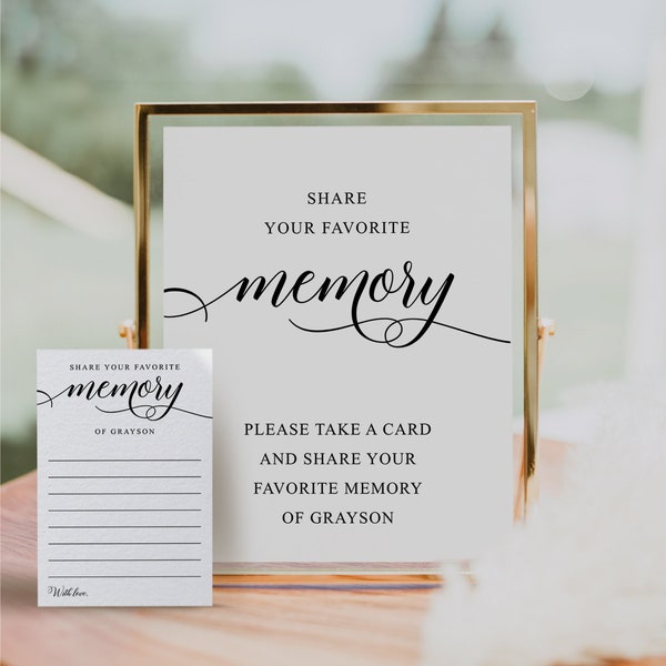 Share a Memory Card Template, Personalized Favorite Memory, Memorial Card, Keepsake Funeral Card, Guest Book Alternative, Printable 4x6 Card