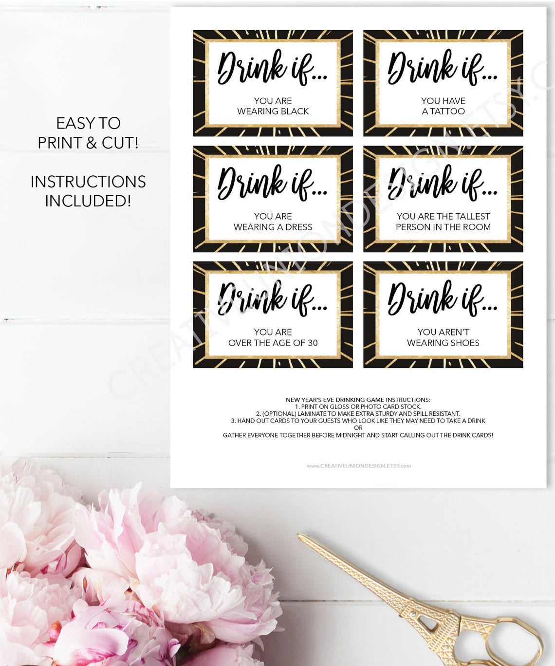 New Years Eve Party Game Drink If Game Printable New - Etsy