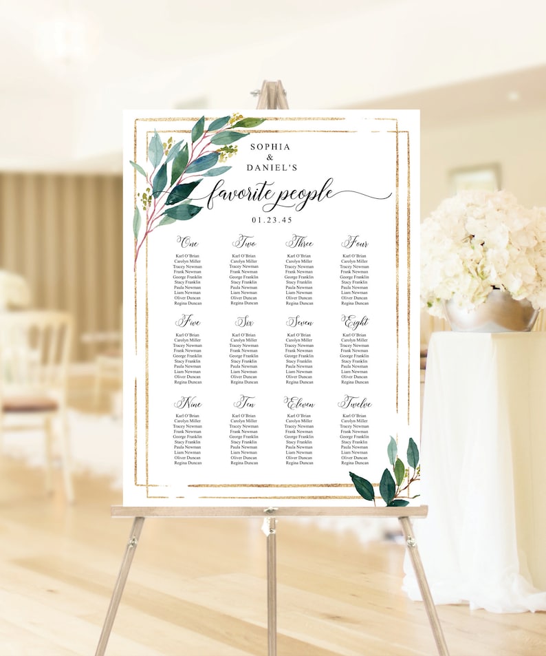 Printable Seating Chart Template Seating Arrangement Sign - Etsy
