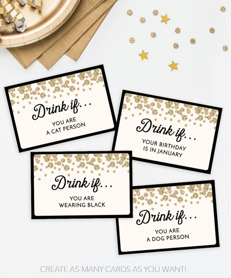 New Years Eve Game Drink If Game Printable New Year's - Etsy