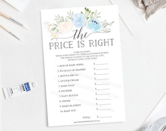 Baby Shower Game - The Price Is Right Game - Baby Shower Game - Print at Home - Instant Download - Price Is Right Baby Shower - Pastel Blue