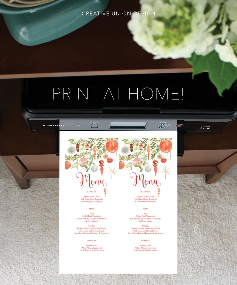 Christmas Menu Holiday Menu Printable Menu Rustic Christmas Table Decor Winter Wedding Menus Instant Download Jingle Mingle image 6