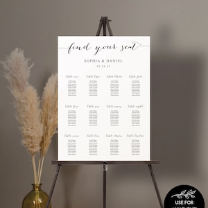 Wedding Seating Chart Template, Printable Table Arrangement Sign, DIY Wedding Seating Sign, Minimal Elegance, Wedding, Instant Download image 7