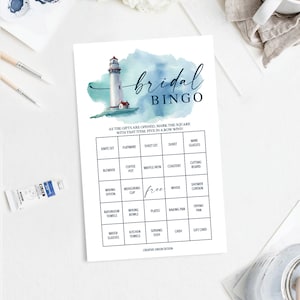 Juego de bingo para despedidas de soltera en el faro, Juego de bingo para despedidas de soltera en la playa, Bingo, Bingo nupcial, Descarga instantánea, Despedida de soltera, Náutico, Mar, Océano