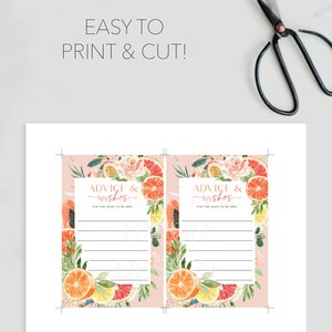 Advice and Wishes Template, Bridal Shower Game, Advice for the Bride, Advice, New Mrs, Wishes, Bridal Shower Sign, Tropical Citrus, Lemon image 8