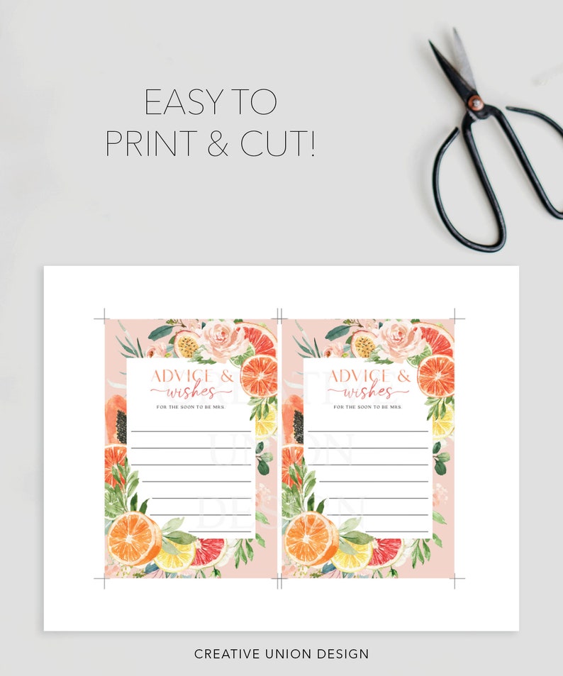 Advice and Wishes Template, Bridal Shower Game, Advice for the Bride, Advice, New Mrs, Wishes, Bridal Shower Sign, Tropical Citrus, Lemon image 8