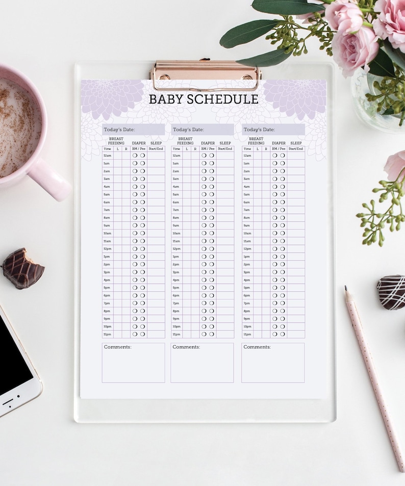 Baby Breast Feeding Schedule Baby Feeding Schedule Baby Etsy