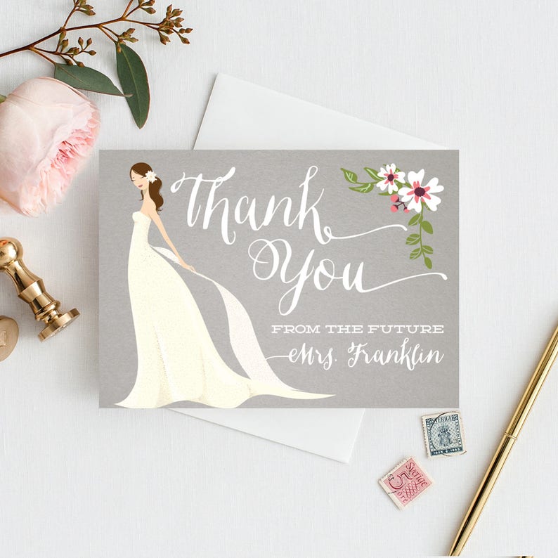 Bridal Shower Thank You Cards Folded Bridal Shower Thank You Cards Folded Custom Wedding
