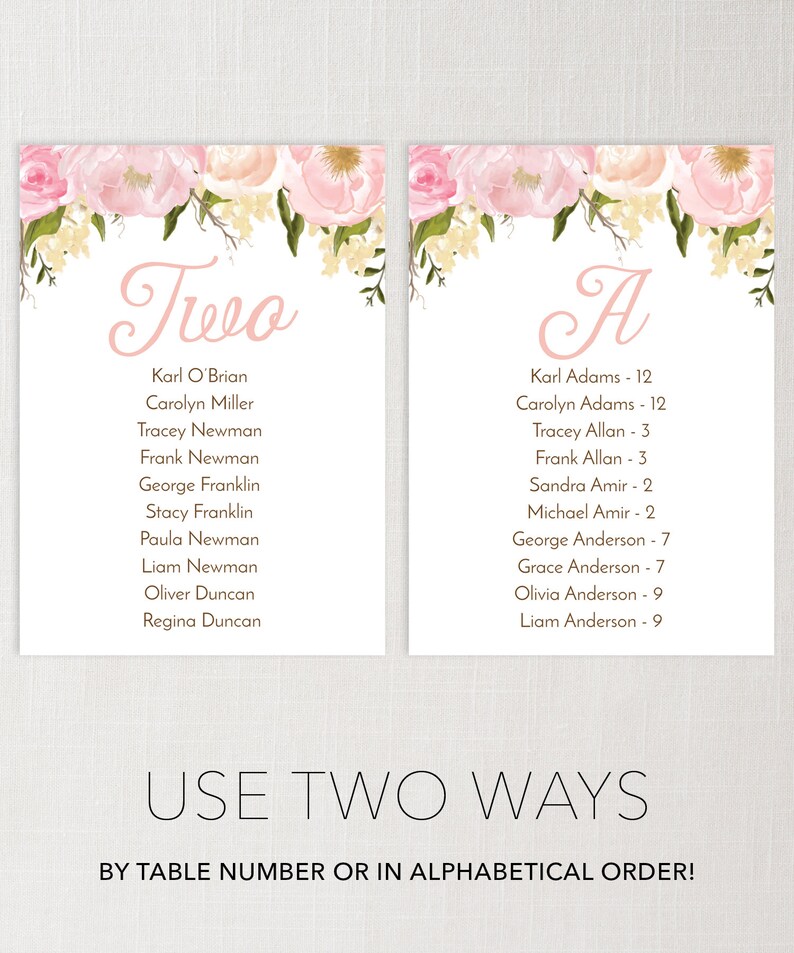 Wedding Seating Chart Template DIY Printable Wedding Table - Etsy