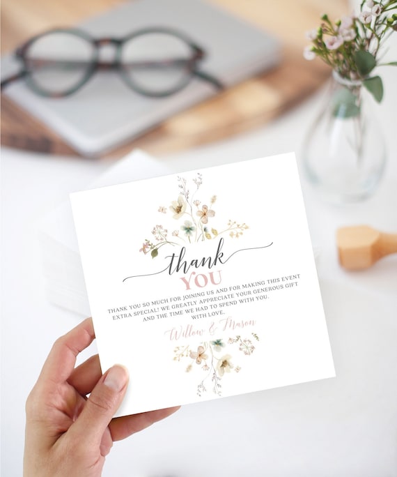 Bridal Shower Thank You Card Template Printable Bridal Shower Etsy
