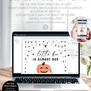 Halloween Printable Baby Shower Invite, Editable Invites, Boy or Girl ...