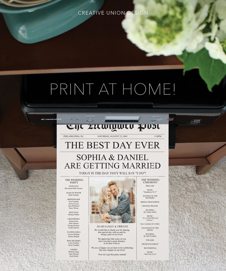 Newspaper Wedding Program, Fully Editable, Printable Wedding Programs, Wedding Program Template, Fun Wedding Programs, Decor, Newspaper, DIY image 7