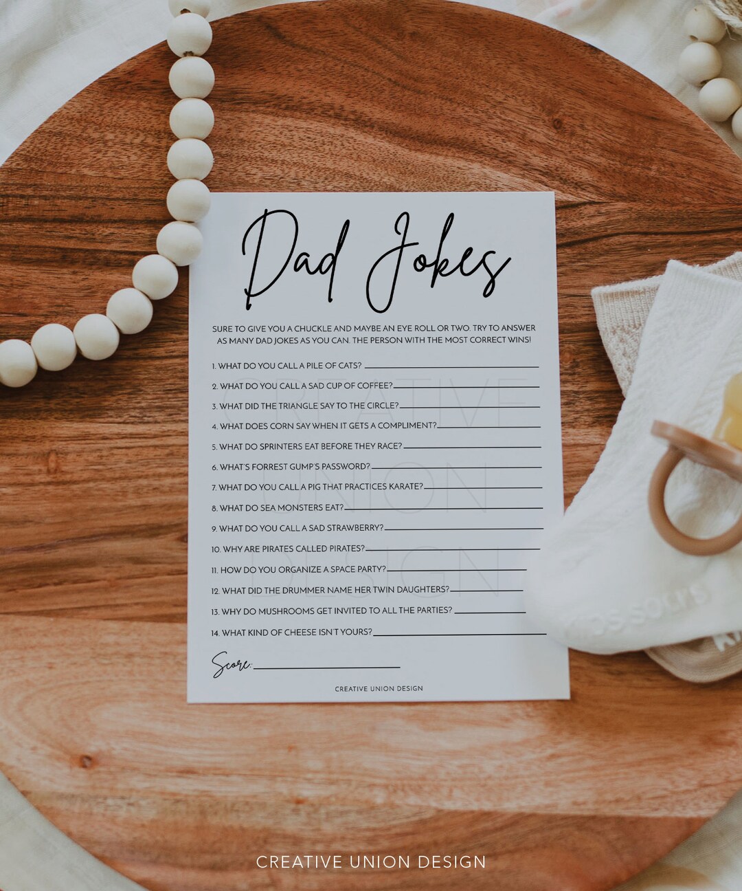 Dad Jokes Baby Shower Game, Editable Baby Shower Game, Funny Jokes and ...
